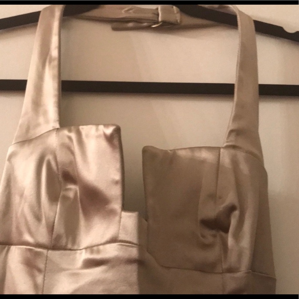 Auth. Taupe Satin BEBE Cocktail Dress!! XS